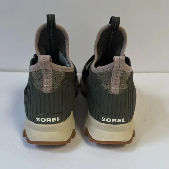 Sorel Green Kinetic Sneak, Knit Sneaker with Scalloped Sole and Stretch Straps