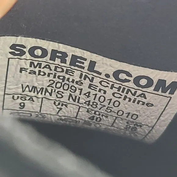 Sorel Hi-line Ankle Boots Combat Heel Platform Lace Up black  size 9 New
