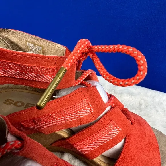 |•SOREL•| Joanie II Leather Wedge Sandal - Orange