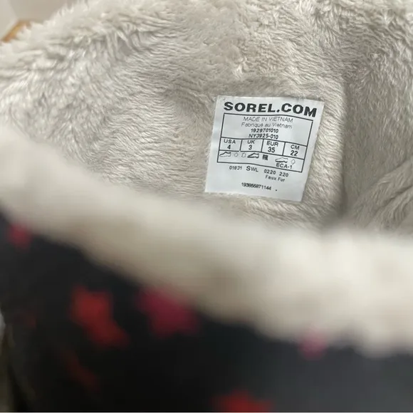 Sorel Rylee Waterproof Black Suede Rainbow Stars Boot