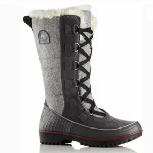Sorel Tivoli High II Felt Winter Boots Fleece Lined Size US Women's 10 Grey Red