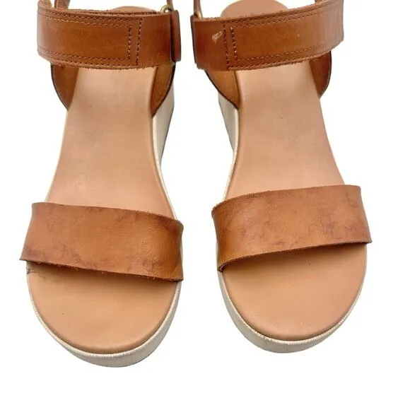 SOREL women's Cameron platform wedge sandals - brown leather - SIZE 10
