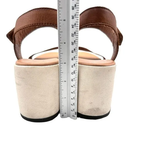 SOREL women's Cameron platform wedge sandals - brown leather - SIZE 10