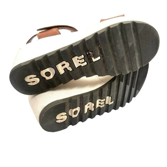 SOREL women's Cameron platform wedge sandals - brown leather - SIZE 10