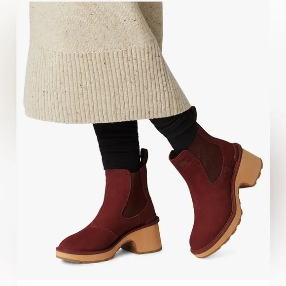 Sorel Women's Hi-Line Heel Chelsea Boots US7.5 Spice, Tawny Buff $190