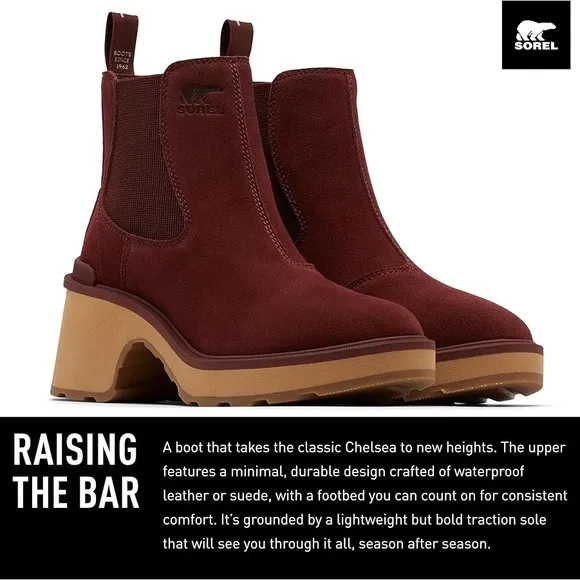 Sorel Women's Hi-Line Heel Chelsea Boots US7.5 Spice, Tawny Buff $190