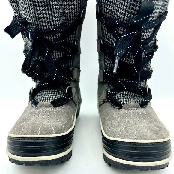 Sorel Women’s Tivoli High II Snow Boots in Grey Houndstooth US Size 6