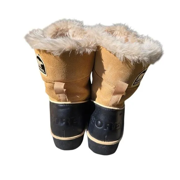 Sorel Women's Tivoli Ii Winter Snow Boots with Fur Trim Tan Black Women's 8.5