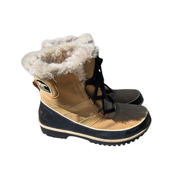 Sorel Women's Tivoli Ii Winter Snow Boots with Fur Trim Tan Black Women's 8.5
