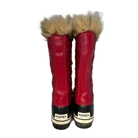 Sorel Tofino Waterproof Boots Fur Trim Red Size 7