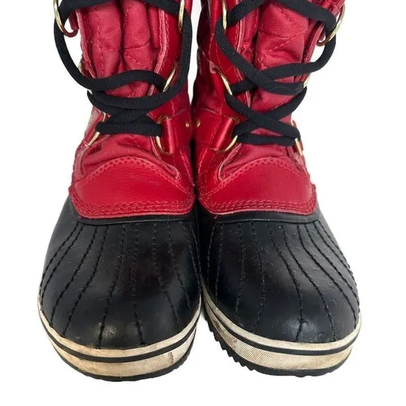 Sorel Tofino Waterproof Boots Fur Trim Red Size 7