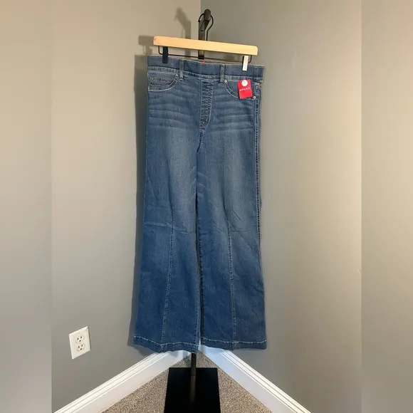 SPANXshape™ EveryWear Seamed-Front Wide Leg Jeans, Vintage Indigo Sz Large Tall