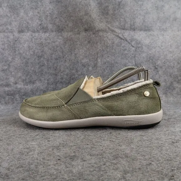 Spenco Shoes Womens 7 Slip On Loafer Flats Leather Green Comfort Casual Faux Fur