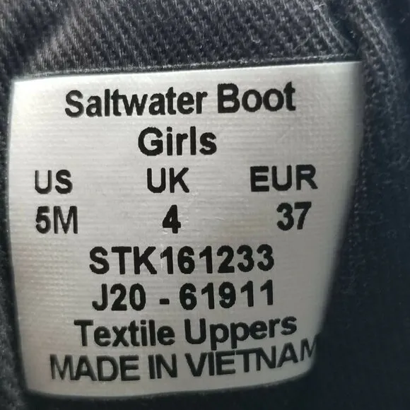 Sperry Girls Duck Saltwater Boots Size 5M