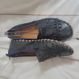Spring Step Fusaro Perforated Blue Leather Loafer made in Turkey size 38 (7.5-8)