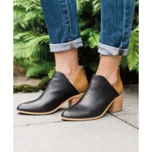 Sseko Women's Genuine Leather Zip Up Back Two-Toned Heeled V Boots Size 10