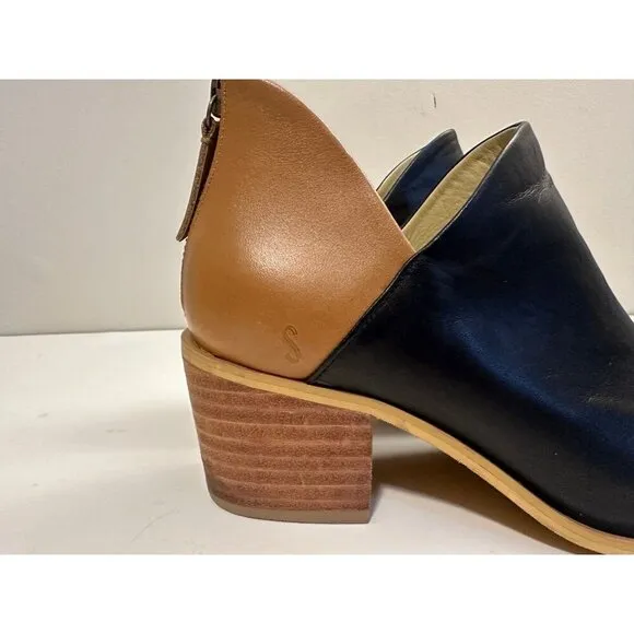 Sseko Women's Genuine Leather Zip Up Back Two-Toned Heeled V Boots Size 10