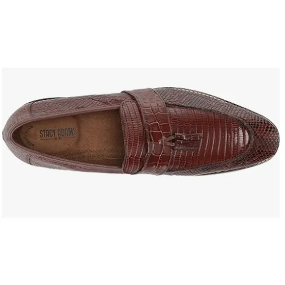 STACY ADAMS Mens Pacetti Tassel Slip on Loafer, Cognac, 8 US *
