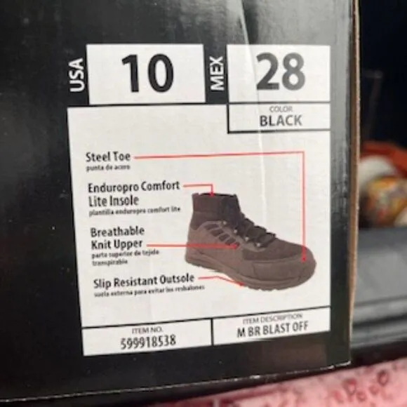 Steel Toe Boots . Size: 10 . Slip Resistant . Breathable Knit . Comfort Insole
