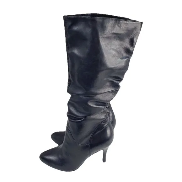 Steve Madden Black Tribune Vintage Leather Slouchy Boots Almond Toe SZ 10M Sexy