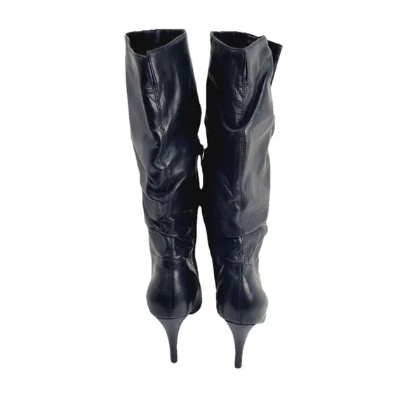 Steve Madden Black Tribune Vintage Leather Slouchy Boots Almond Toe SZ 10M Sexy