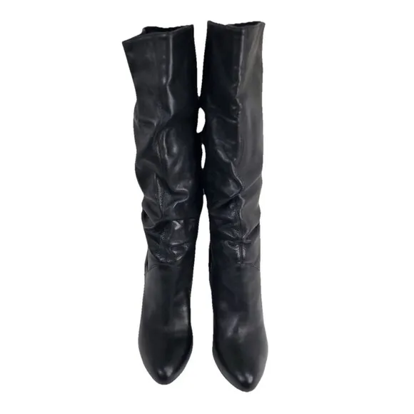 Steve Madden Black Tribune Vintage Leather Slouchy Boots Almond Toe SZ 10M Sexy
