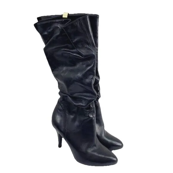 Steve Madden Black Tribune Vintage Leather Slouchy Boots Almond Toe SZ 10M Sexy
