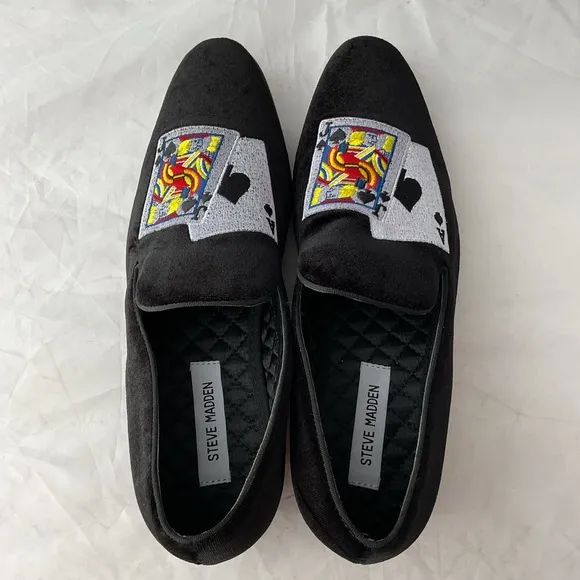 Steve Madden Formal Black Velvet Slip On Blackjack Loafers Men’s Size 8.5