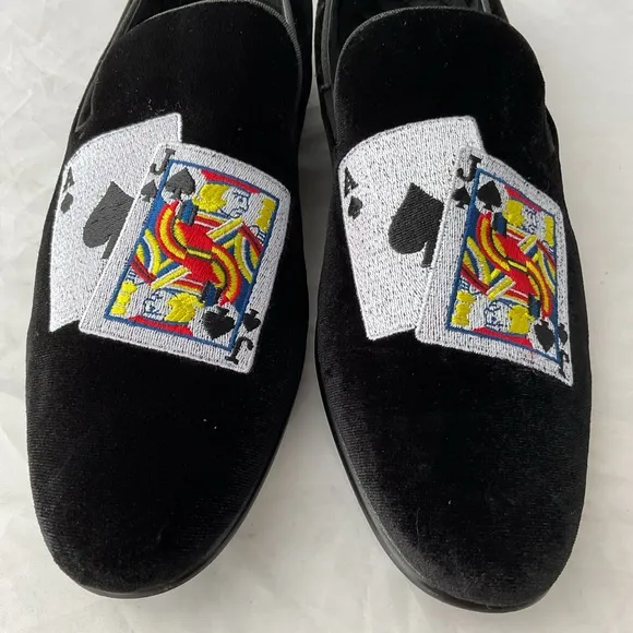 Steve Madden Formal Black Velvet Slip On Blackjack Loafers Men’s Size 8.5