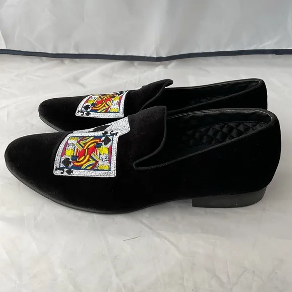 Steve Madden Formal Black Velvet Slip On Blackjack Loafers Men’s Size 8.5