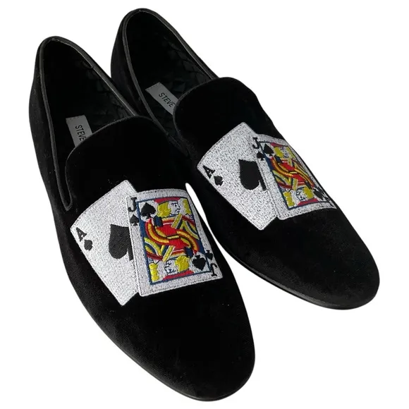 Steve Madden Formal Black Velvet Slip On Blackjack Loafers Men’s Size 8.5