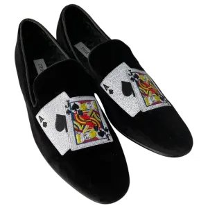 Steve Madden Formal Black Velvet Slip On Blackjack Loafers Men’s Size 8.5