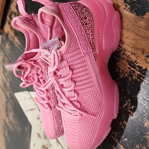 Steve Madden Maxima Hot Pink Platform Rhinestone Sneakers size 10 Womens