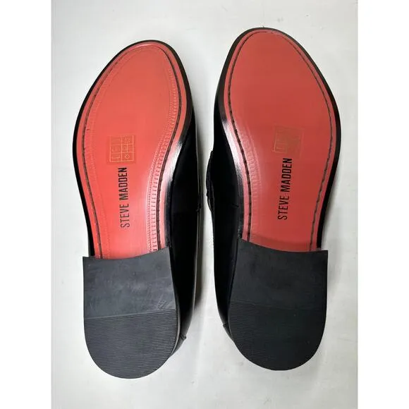 Steve Madden perfct black leather slip on loafers