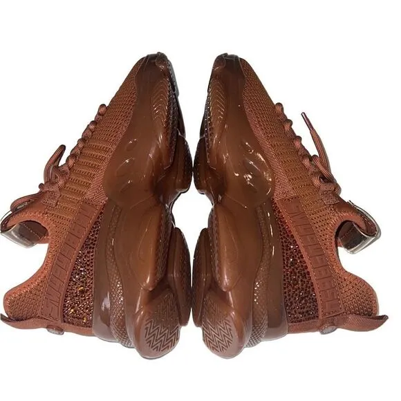 Steve Madden Maxima Burnt Orange Crystal Rhinestones Sneakers Size 7.5