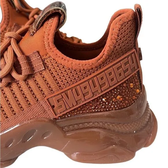Steve Madden Maxima Burnt Orange Crystal Rhinestones Sneakers Size 7.5