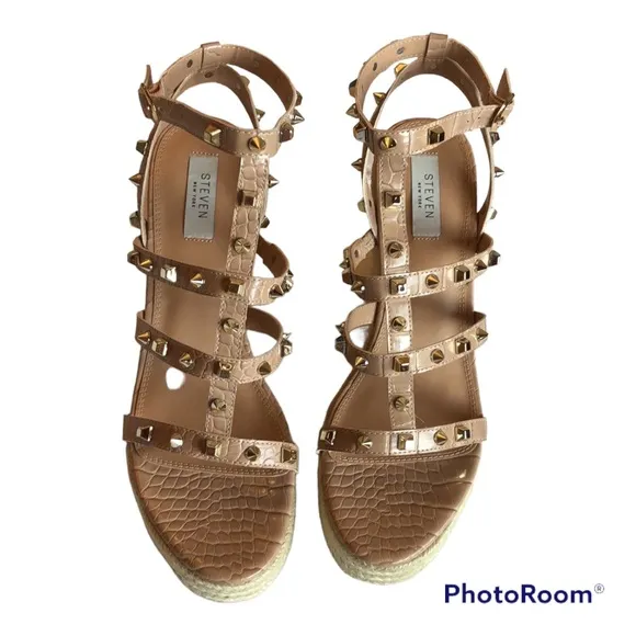 Steven NY Scoutt Nude Wedge Sandals