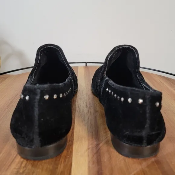 Steven Steve Madden Archie Loafers Black Velvet Studded Flats Size 6