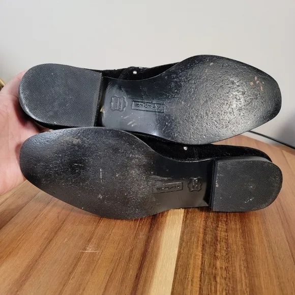 Steven Steve Madden Archie Loafers Black Velvet Studded Flats Size 6