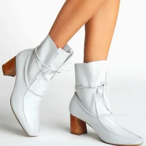 STIVALI  New York Awakening Leather Ankle Boots - Grey ~ NIB