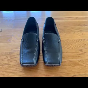 STREET WORK Womens Blue Leather Square Toe Slip-On Loafers Work Shoes Flats Sz 7