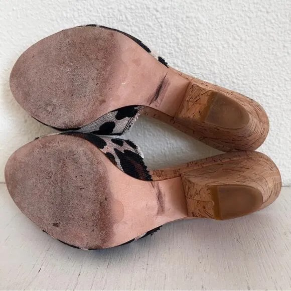 Stuart Weitzman animal print heeled slides size 8