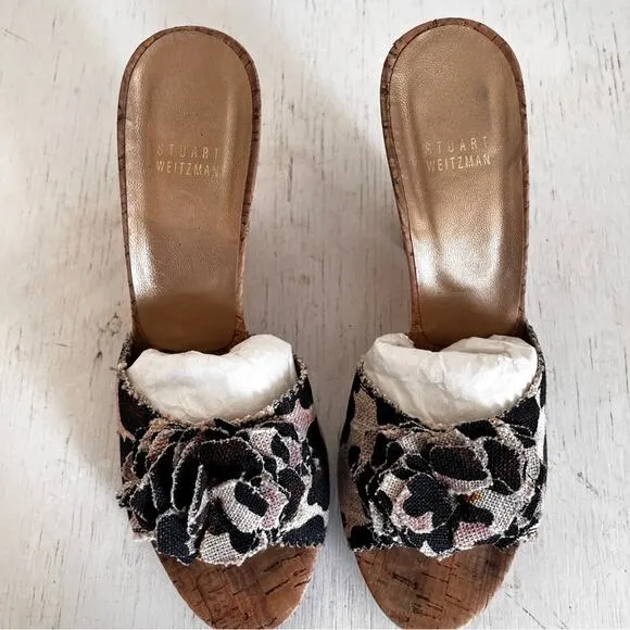 Stuart Weitzman animal print heeled slides size 8