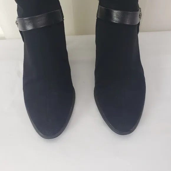 Stuart Weitzman black Gore-Tex zip ankle boots leather stud harness detail 8.5