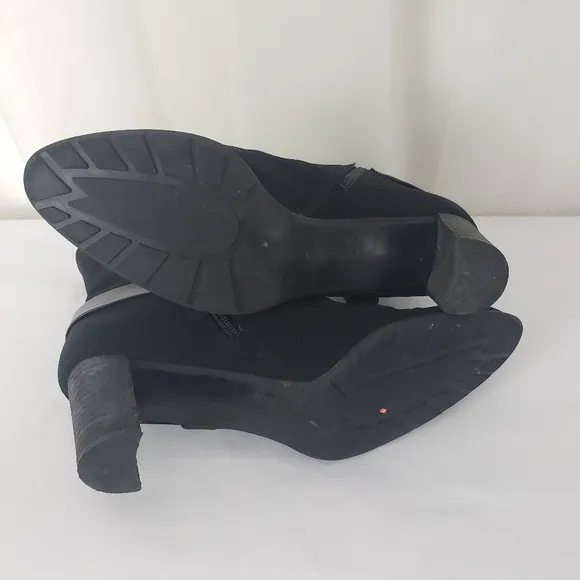 Stuart Weitzman black Gore-Tex zip ankle boots leather stud harness detail 8.5