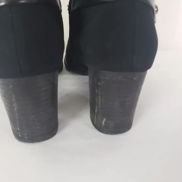 Stuart Weitzman black Gore-Tex zip ankle boots leather stud harness detail 8.5