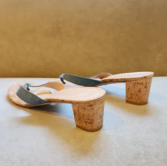 Stuart Weitzman Brigida 50 Suede Cork Thong Sandals in Light Blue Size 11.5 B