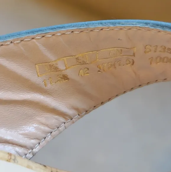 Stuart Weitzman Brigida 50 Suede Cork Thong Sandals in Light Blue Size 11.5 B