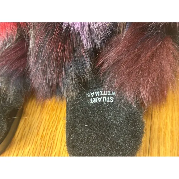 Stuart Weitzman Furgetit Fox Fur Flats Multicolored Mules