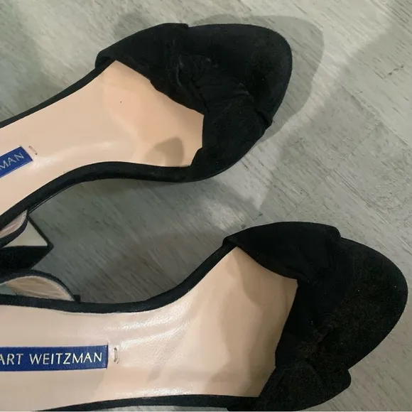 Stuart Weitzman Heels Mirri Knotted Block Sandals in Black Suede